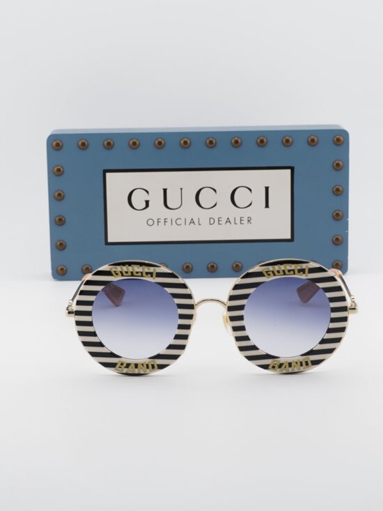 Gucci GG0113S 008 Round Sunglasses - Black\\Blue Gradient main image 7